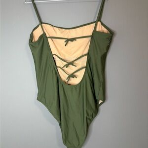 J. Crew size 16 Olive Green Swimsuit One piece summer beach wear, Low back